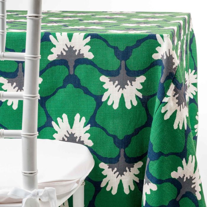 Green Marni Floral Tablecloth Rental for Parties and Weddings in NJ by Chaya Sara Thau