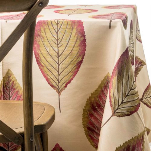 rustic leaves tablecloth rentals in New Jersey. For weddings or parties. Tablecloth and napkin rentals by Chaya Sara Thau