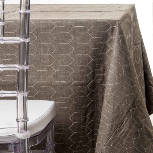grey quiltedtablecloth rentals in New Jersey. For weddings or parties. Tablecloth and napkin rentals by Chaya Sara Thau
