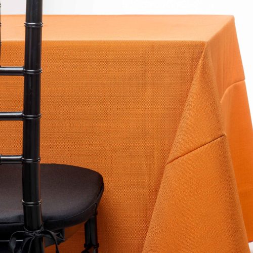 orange pique tablecloth rentals in New Jersey. For weddings or parties. Tablecloth and napkin rentals by Chaya Sara Thau