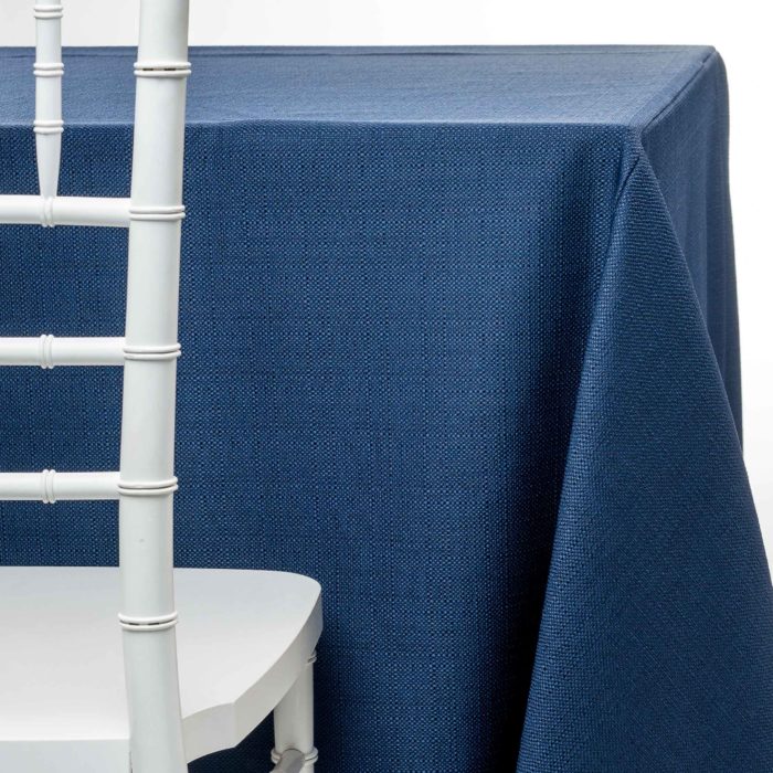 navy pique tablecloth rentals in New Jersey. For weddings or parties. Tablecloth and napkin rentals by Chaya Sara Thau